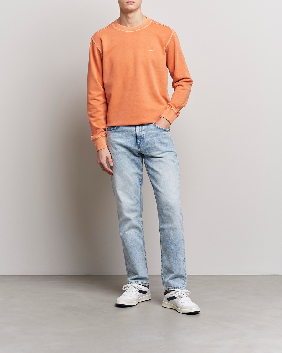 Men | Sweaters & Knitwear | GANT | Sunbleached Crew Neck Sweatshirt Orange
