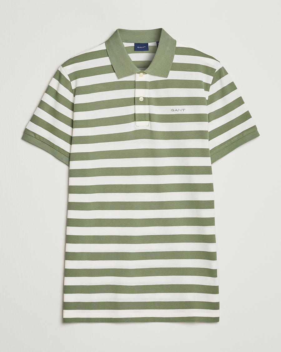 Men | Polo Shirts | GANT | Striped Polo Calamata Green