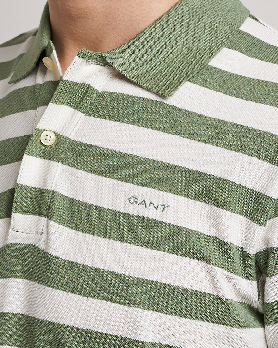 Men | Polo Shirts | GANT | Striped Polo Calamata Green