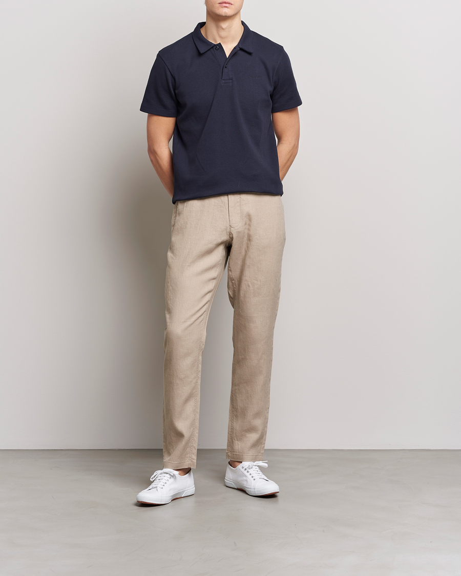 Men | Trousers | GANT | Relaxed Linen Drawstring Pants Concrete Beige
