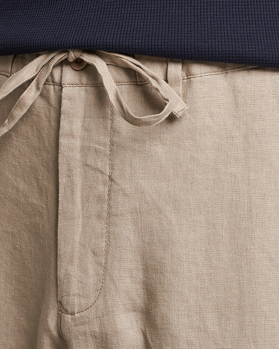 Men | Trousers | GANT | Relaxed Linen Drawstring Pants Concrete Beige