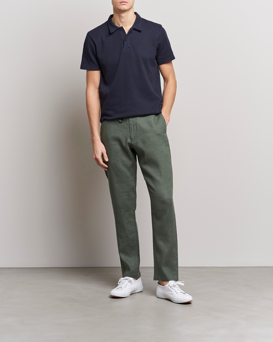 Men | Trousers | GANT | Relaxed Linen Drawstring Pants Green Ash