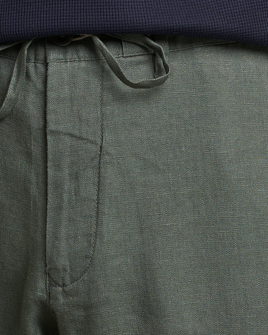 Men | Trousers | GANT | Relaxed Linen Drawstring Pants Green Ash