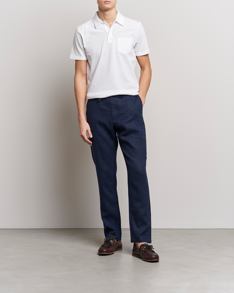 Men | Trousers | GANT | Relaxed Linen Drawstring Pants Marine