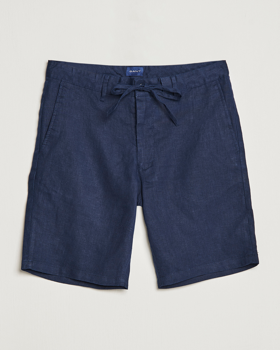 Men | Shorts | GANT | Relaxed Linen Drawstring Shorts Marine