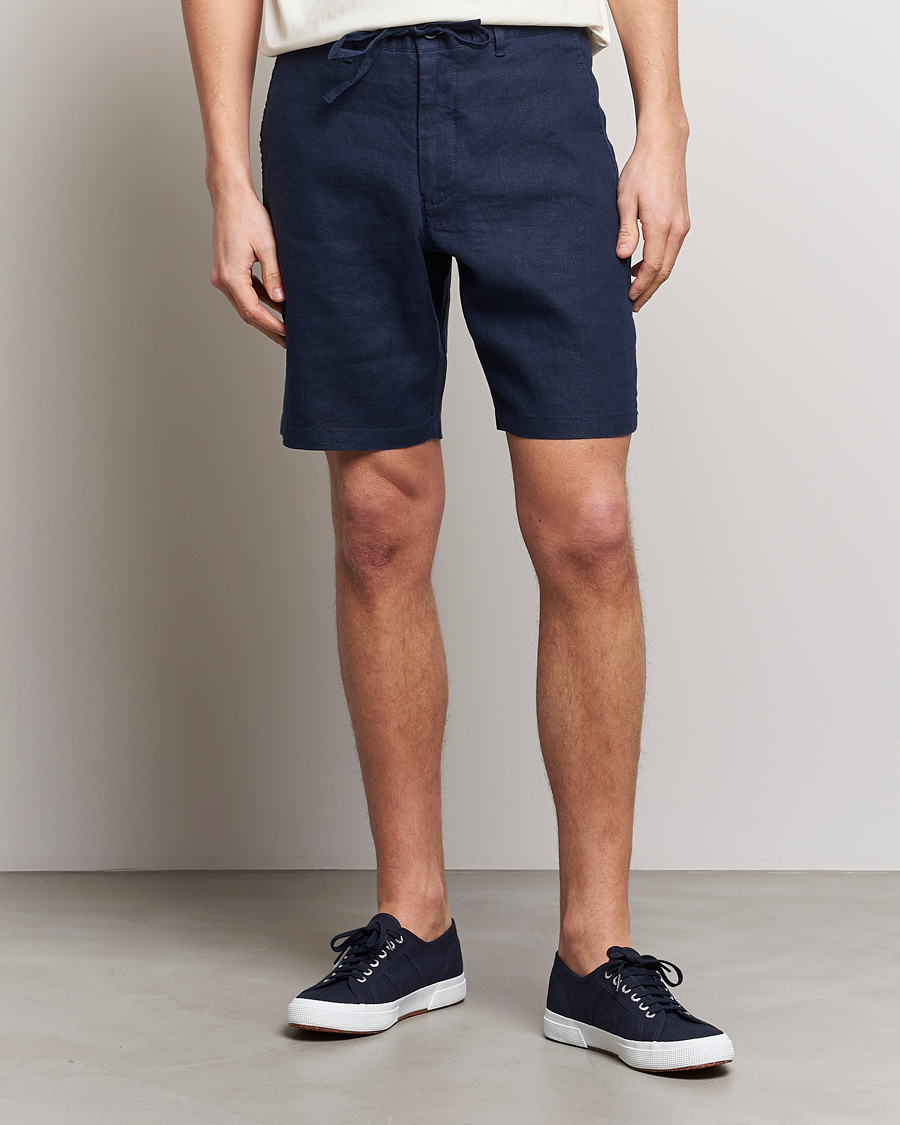 Men | GANT | GANT | Relaxed Linen Drawstring Shorts Marine