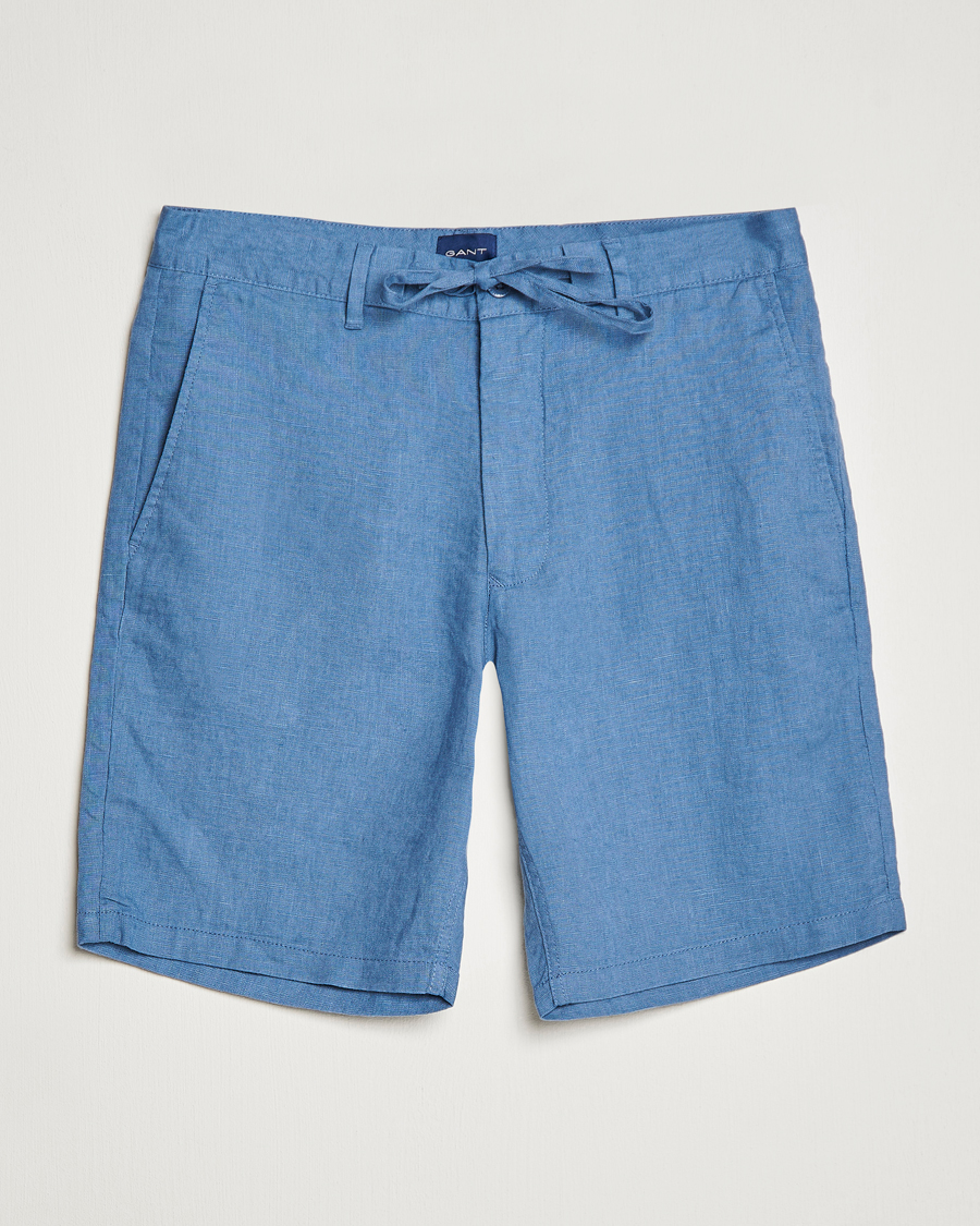 Men | Shorts | GANT | Relaxed Linen Drawstring Shorts Salty Sea Blue