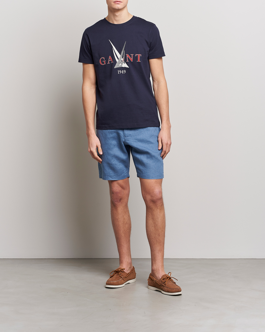 Men | Shorts | GANT | Relaxed Linen Drawstring Shorts Salty Sea Blue
