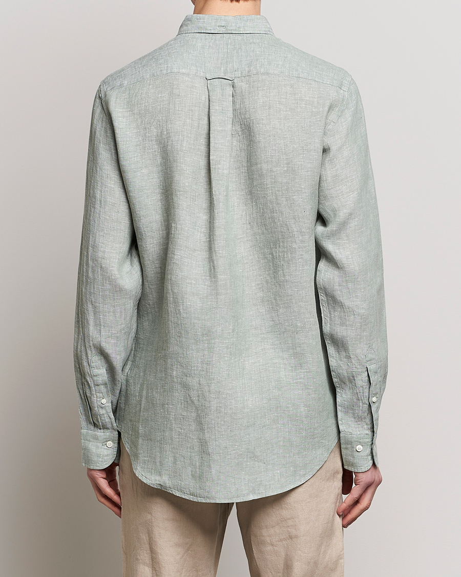 Men | Shirts | GANT | Regular Fit Linen Shirt Calamata Green