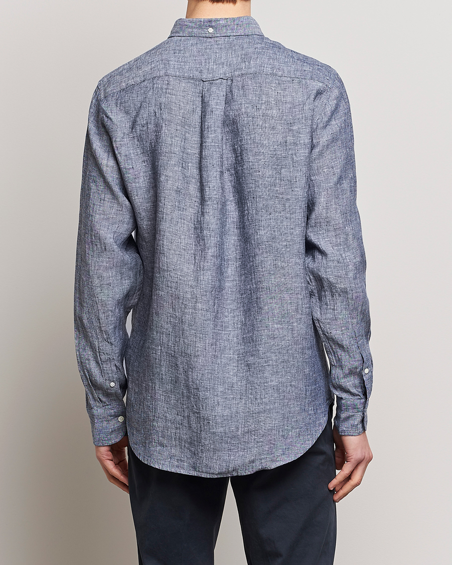Men | Shirts | GANT | Regular Fit Linen Shirt Marine
