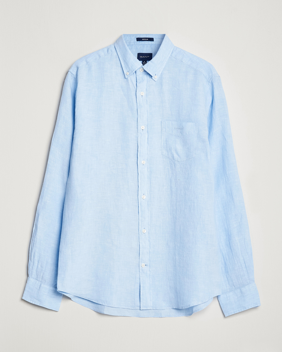Men | Shirts | GANT | Regular Fit Linen Shirt Capri Blue