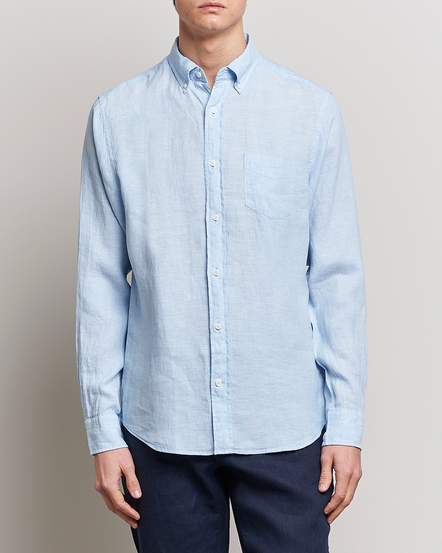 Men | Shirts | GANT | Regular Fit Linen Shirt Capri Blue