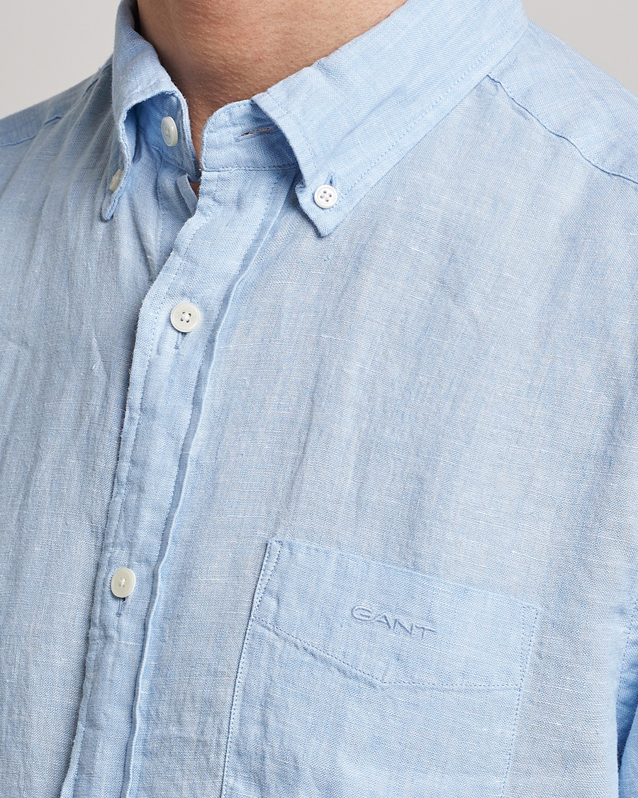Men | Shirts | GANT | Regular Fit Linen Shirt Capri Blue