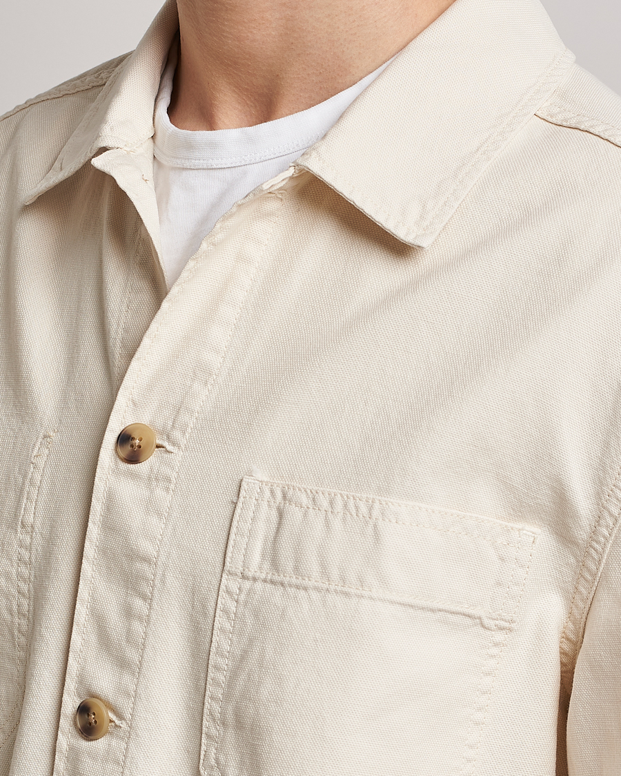 Men | Shirts | GANT | Garment Dyed Cotton/Linen Overshirt Ecru