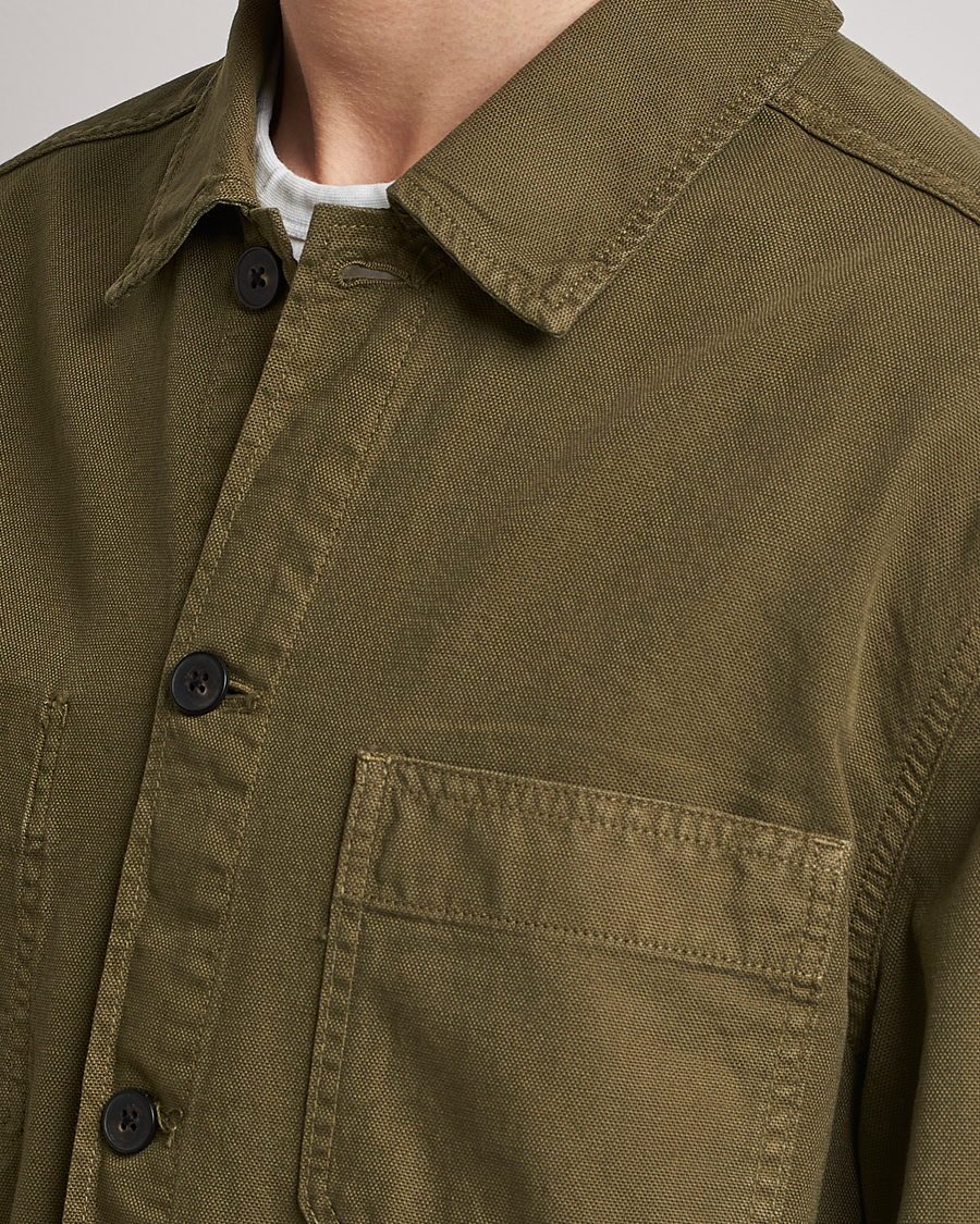 Men | Shirts | GANT | Garment Dyed Cotton/Linen Overshirt Racing Green