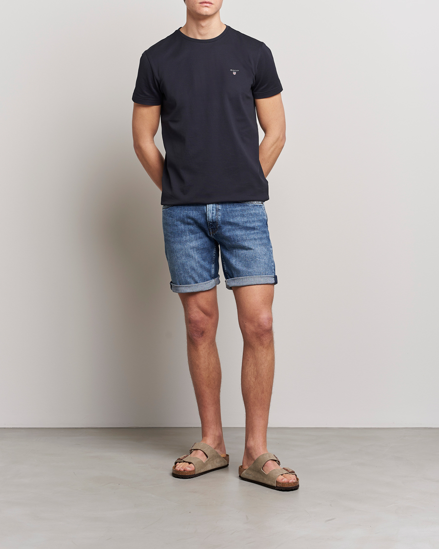 Men | T-Shirts | GANT | Cotton Pique Crew Neck T-Shirt Black