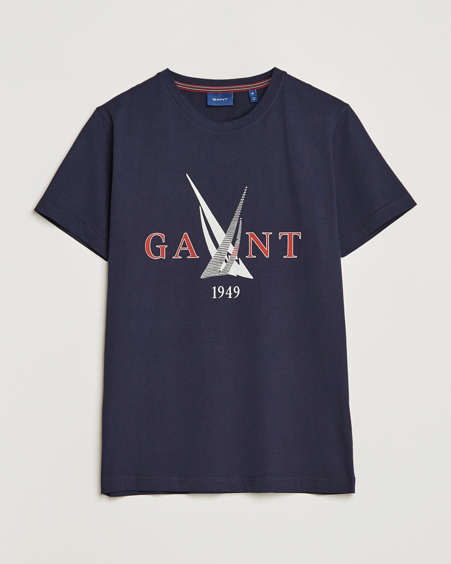 Men | T-Shirts | GANT | Sailing Logo Crew Neck T-Shirt Evening Blue