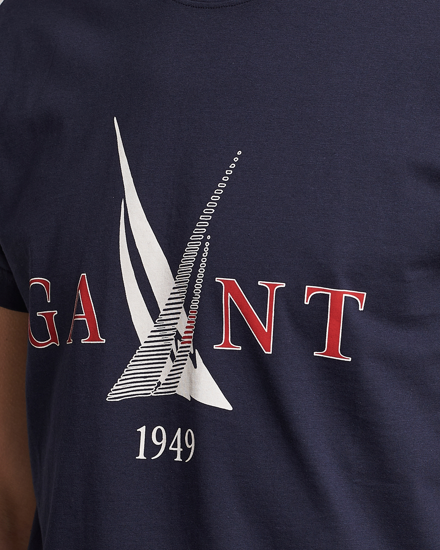 Men | T-Shirts | GANT | Sailing Logo Crew Neck T-Shirt Evening Blue