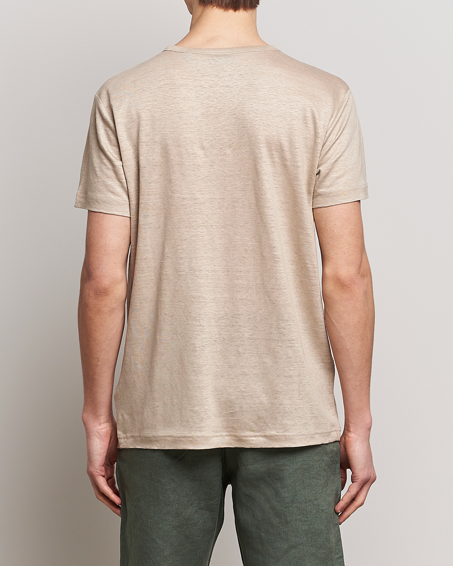 Men | T-Shirts | GANT | Cotton/Linen Crew Neck T-Shirt Khaki Beige