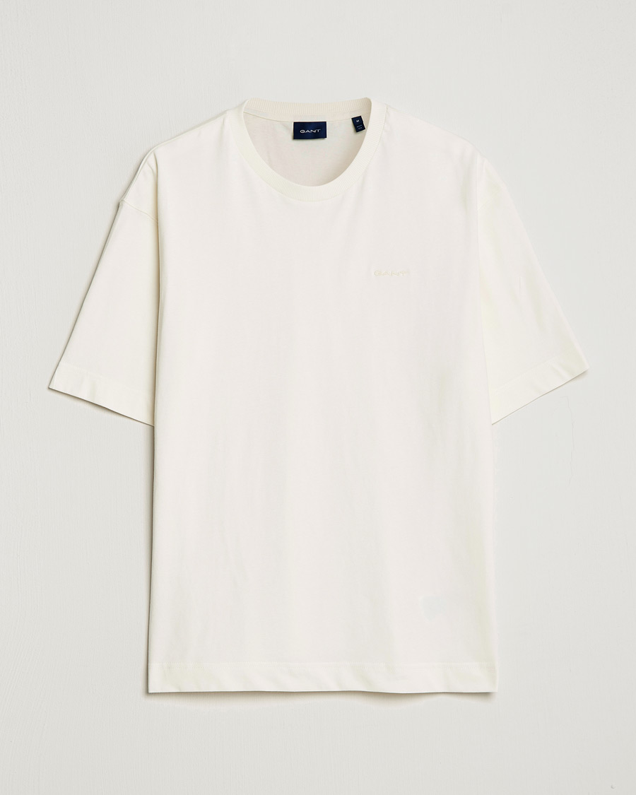 Men | T-Shirts | GANT | Icon Crew Neck T-Shirt Cream