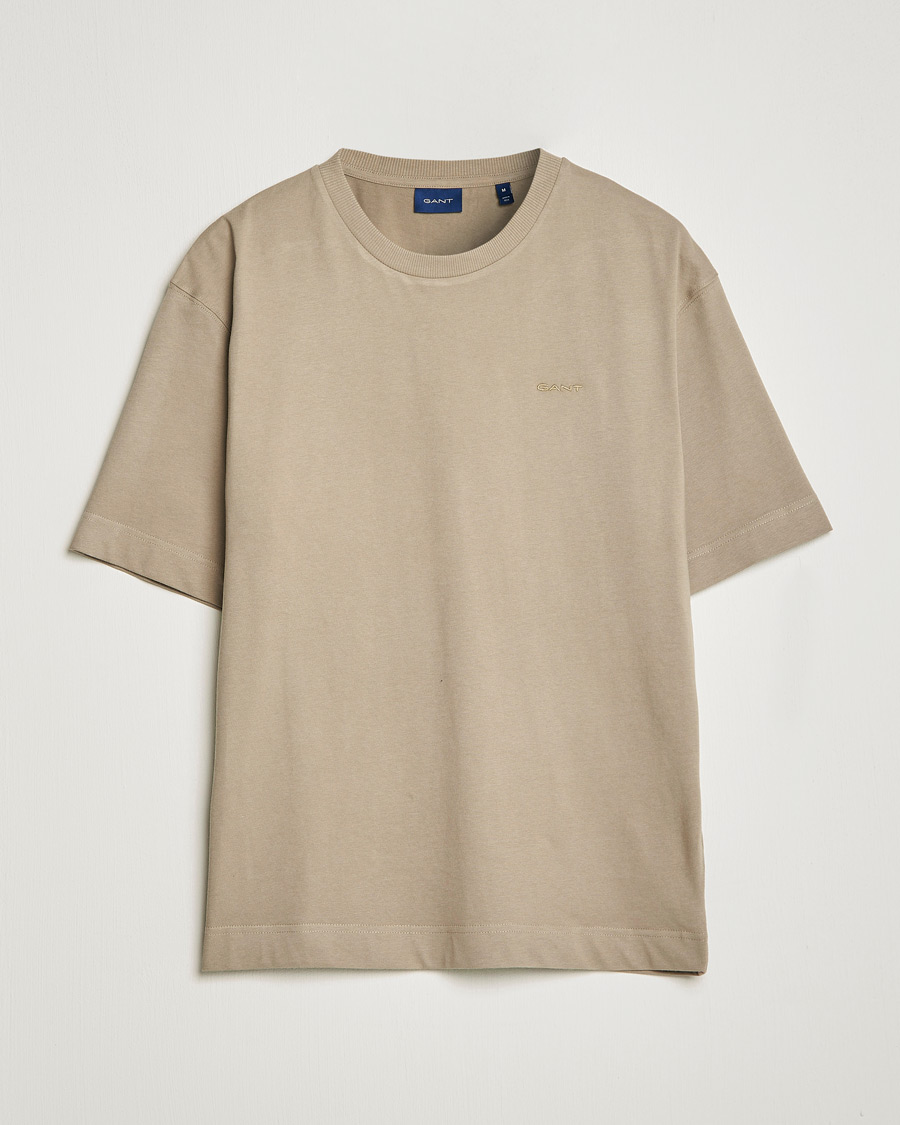 Men | T-Shirts | GANT | Icon Crew Neck T-Shirt Taupe Beige