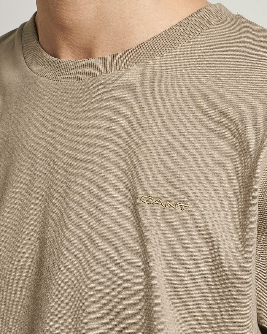 Men | T-Shirts | GANT | Icon Crew Neck T-Shirt Taupe Beige