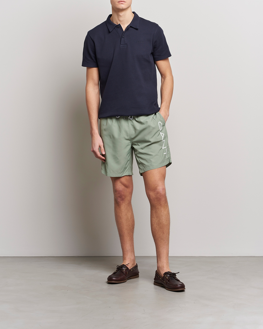 Men | Swimwear | GANT | Lightweight Logo Swimshorts Calamata Green