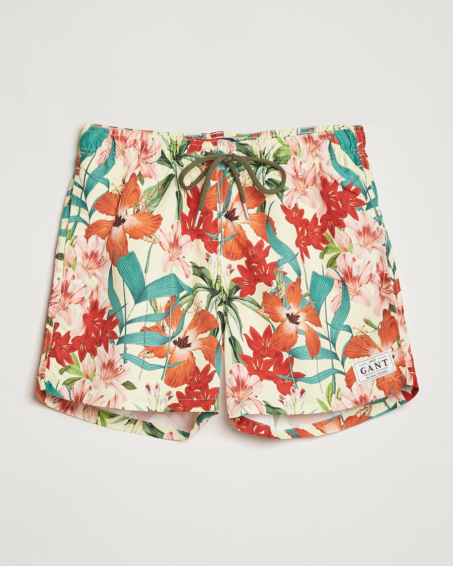 Men | Swimwear | GANT | Printed Flower Swimshorts Yellow Multi