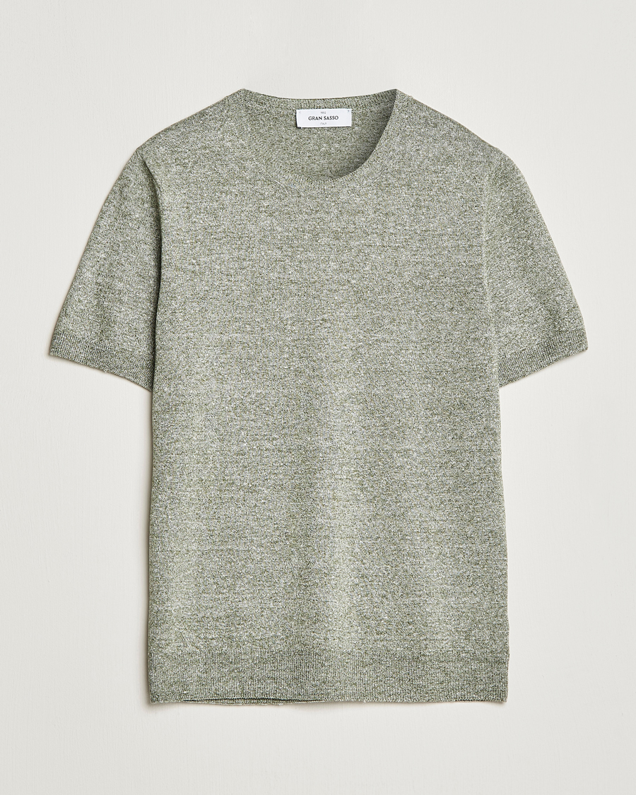 Men | T-Shirts | Gran Sasso | Cotton/Linen Knitted Tee Green