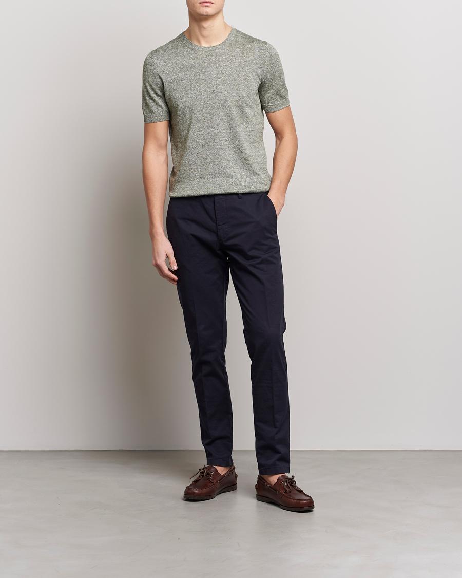 Men | T-Shirts | Gran Sasso | Cotton/Linen Knitted Tee Green