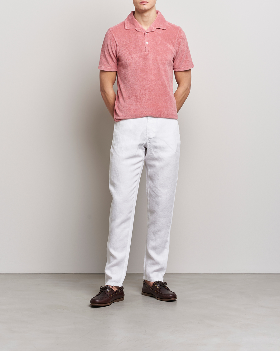 Men | Polo Shirts | Gran Sasso | Cotton Terry Polo Washed Pink