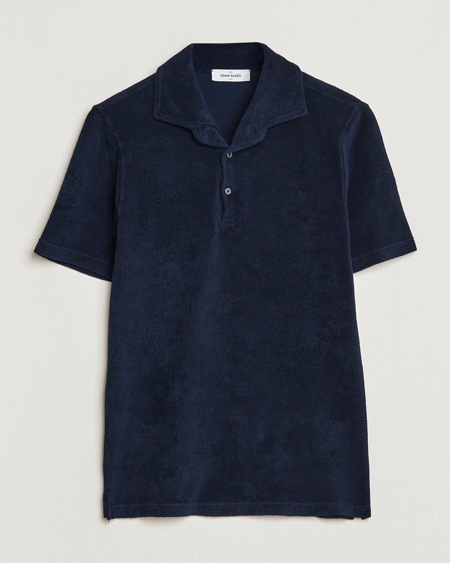 Men | Polo Shirts | Gran Sasso | Cotton Terry Polo Navy