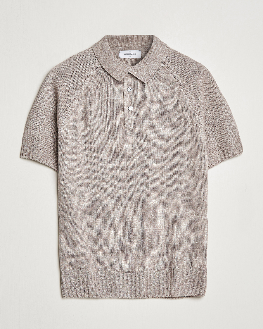 Men | Polo Shirts | Gran Sasso | Cotton/Linen Knitted Polo Beige