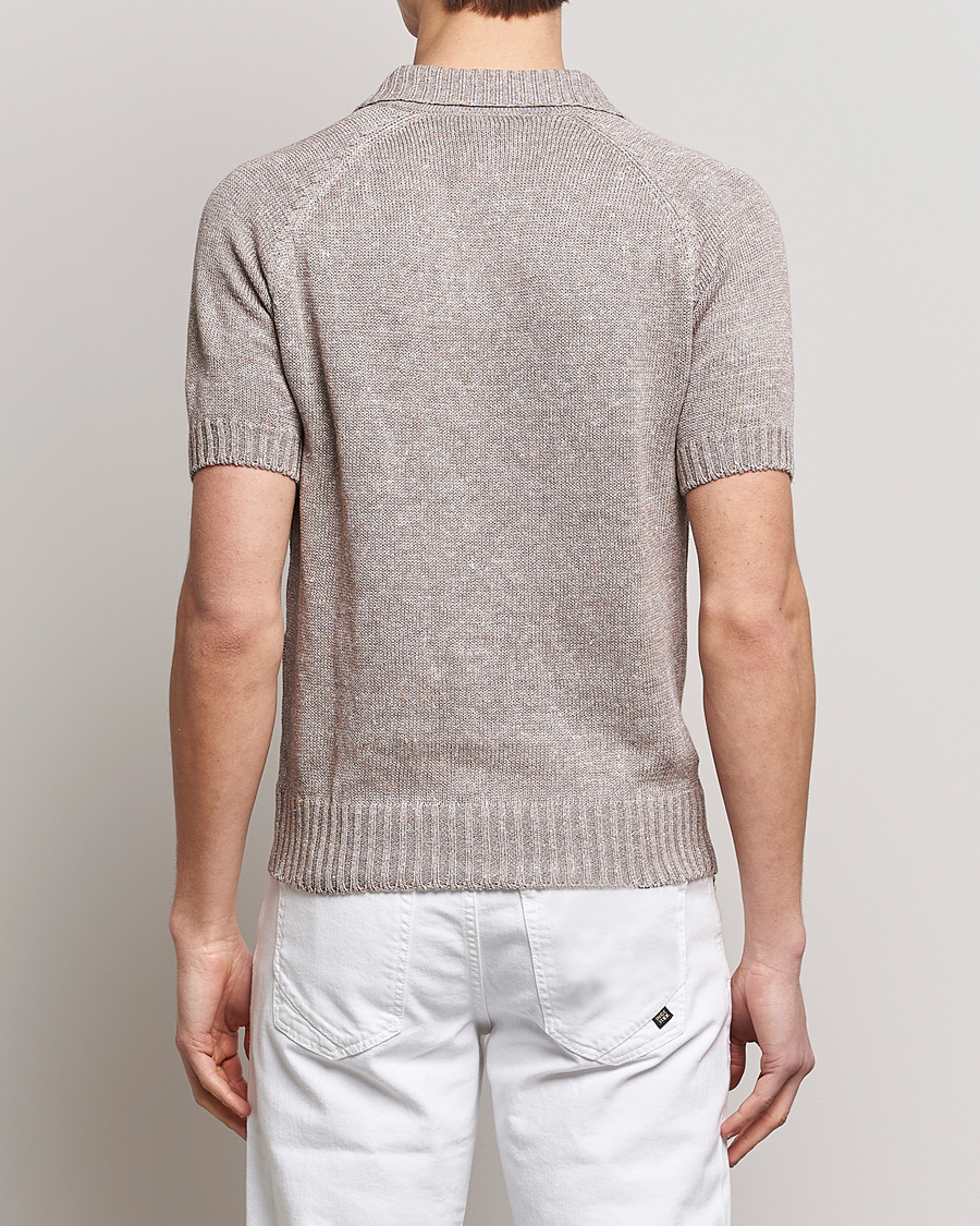 Men | Polo Shirts | Gran Sasso | Cotton/Linen Knitted Polo Beige