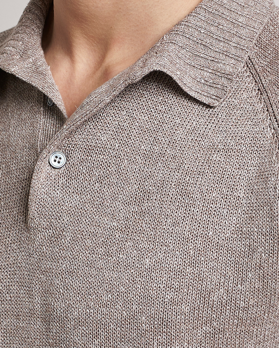 Men | Polo Shirts | Gran Sasso | Cotton/Linen Knitted Polo Beige
