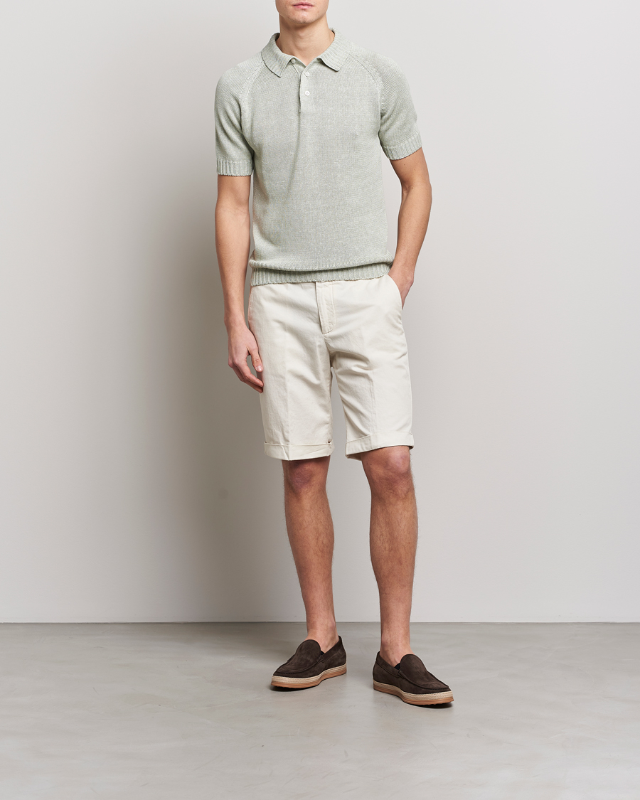 Men | Polo Shirts | Gran Sasso | Cotton/Linen Knitted Polo Light Green