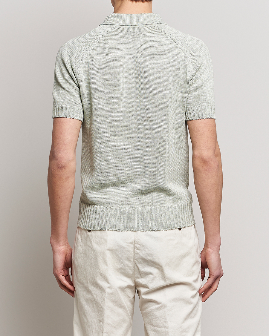 Men | Polo Shirts | Gran Sasso | Cotton/Linen Knitted Polo Light Green