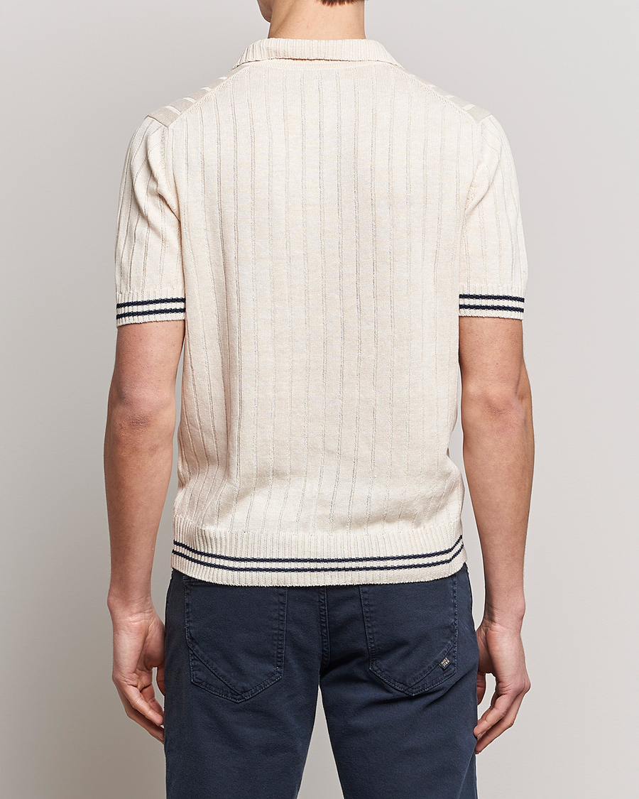 Men | Polo Shirts | Gran Sasso | Cotton/Linen Structured Knitted Polo Cream