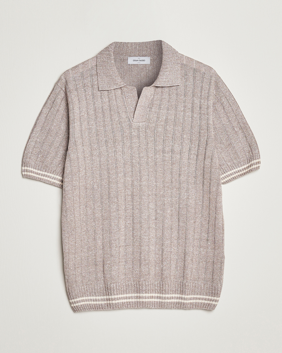 Men | Polo Shirts | Gran Sasso | Cotton/Linen Structured Knitted Polo Beige