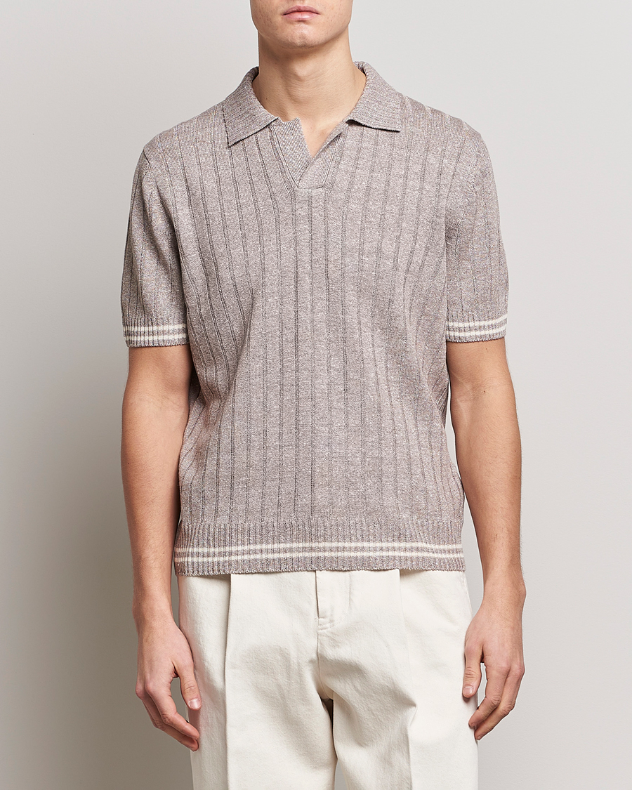 Men | Gran Sasso | Gran Sasso | Cotton/Linen Structured Knitted Polo Beige