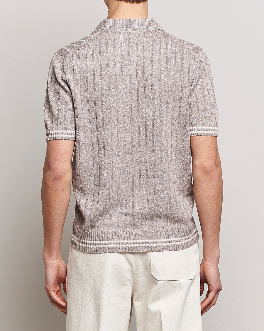 Men | Polo Shirts | Gran Sasso | Cotton/Linen Structured Knitted Polo Beige