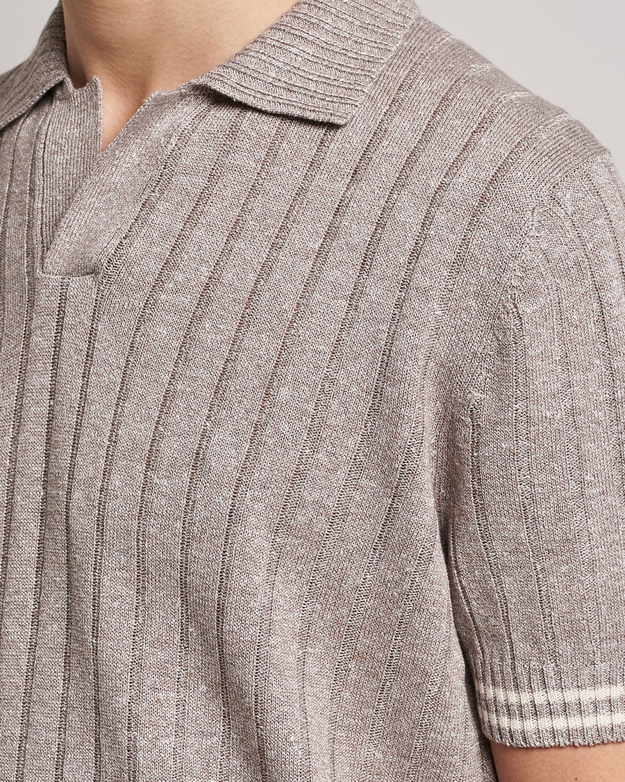 Men | Polo Shirts | Gran Sasso | Cotton/Linen Structured Knitted Polo Beige