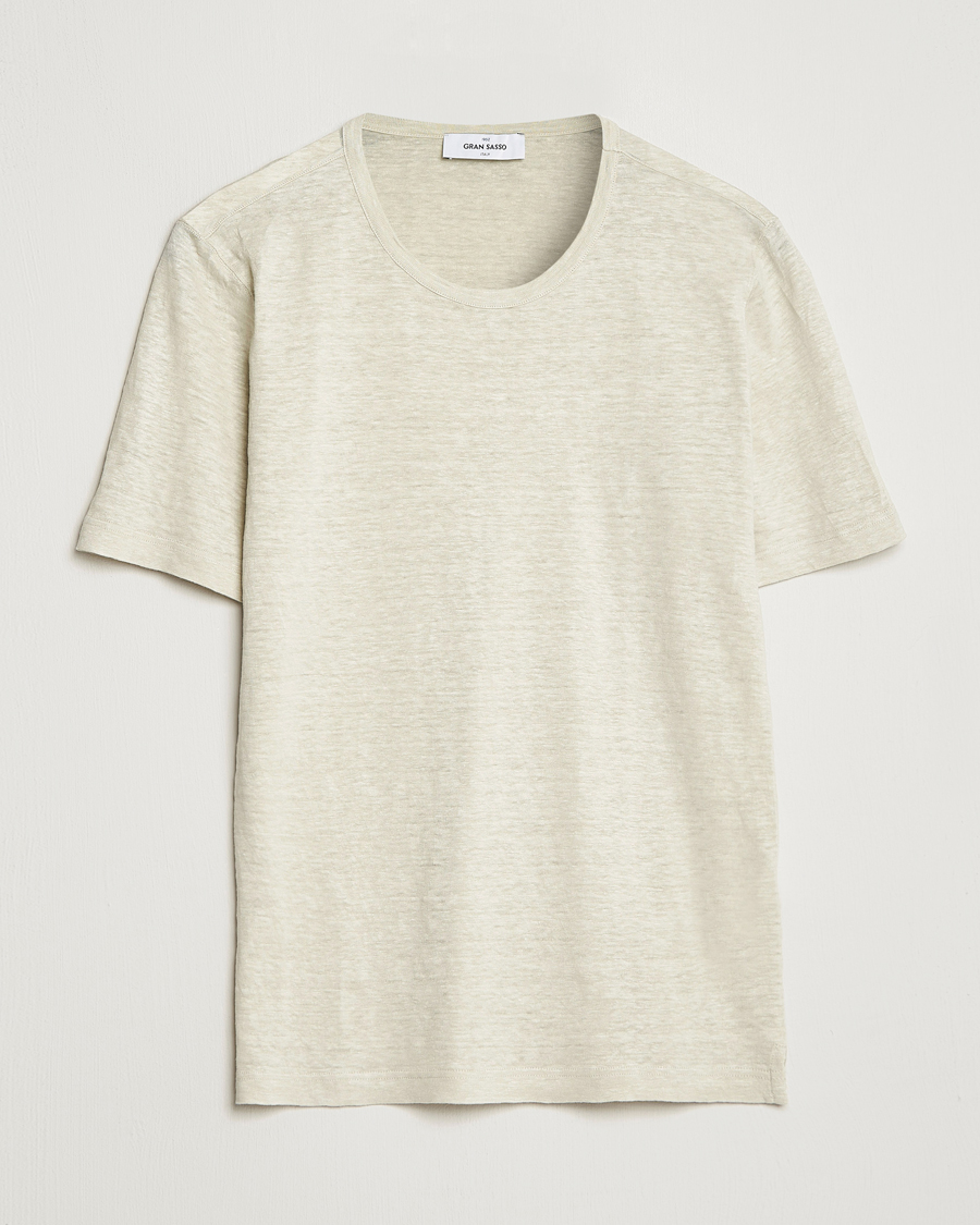 Men | T-Shirts | Gran Sasso | Washed Linen Tee Beige