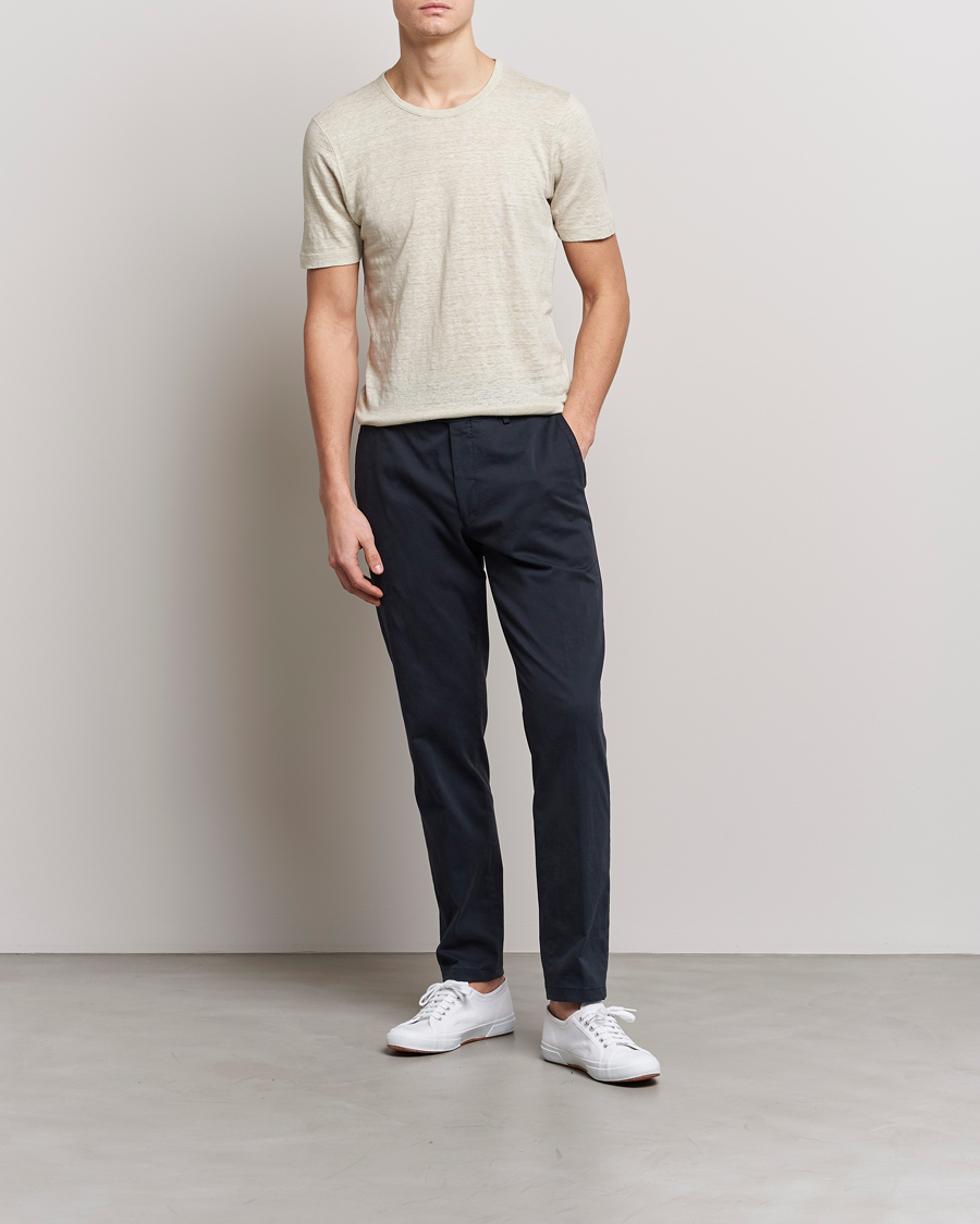 Men | T-Shirts | Gran Sasso | Washed Linen Tee Beige