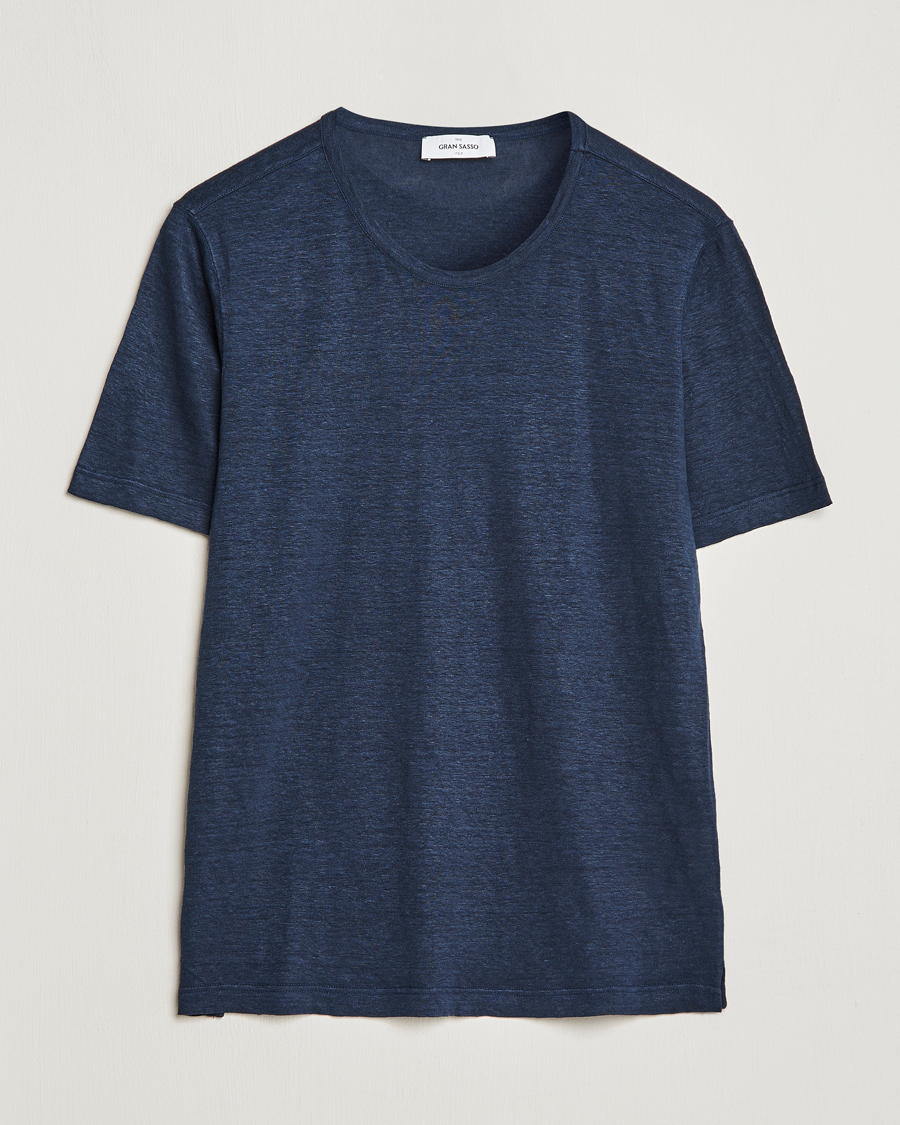 Men | T-Shirts | Gran Sasso | Washed Linen Tee Navy