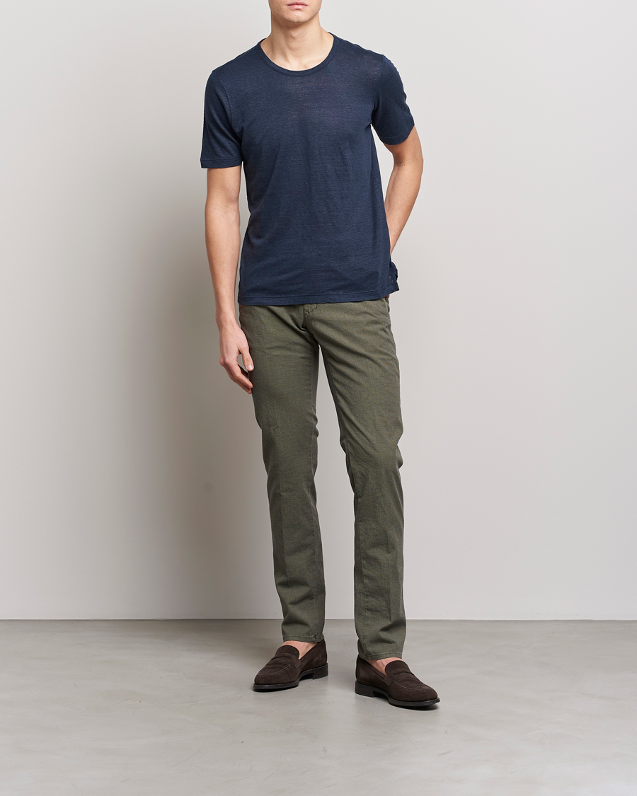 Men | T-Shirts | Gran Sasso | Washed Linen Tee Navy