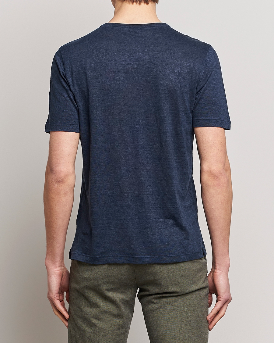 Men | T-Shirts | Gran Sasso | Washed Linen Tee Navy