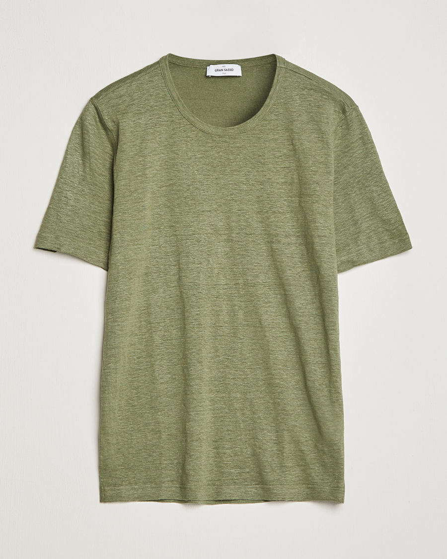 Men | T-Shirts | Gran Sasso | Washed Linen Tee Olive