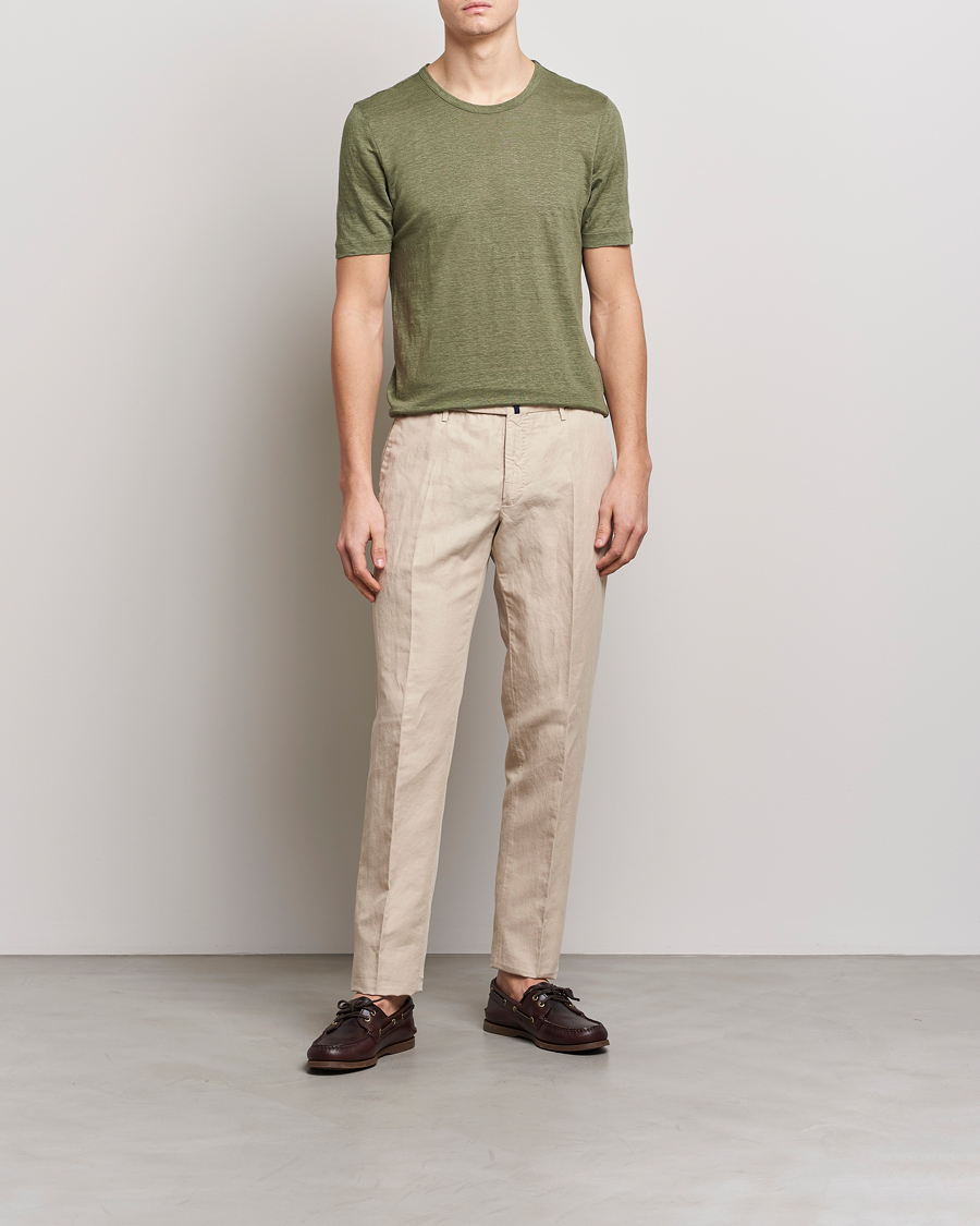 Men | T-Shirts | Gran Sasso | Washed Linen Tee Olive