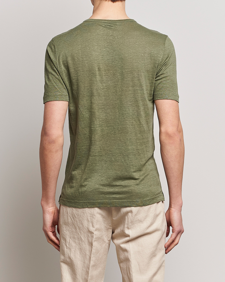 Men | T-Shirts | Gran Sasso | Washed Linen Tee Olive